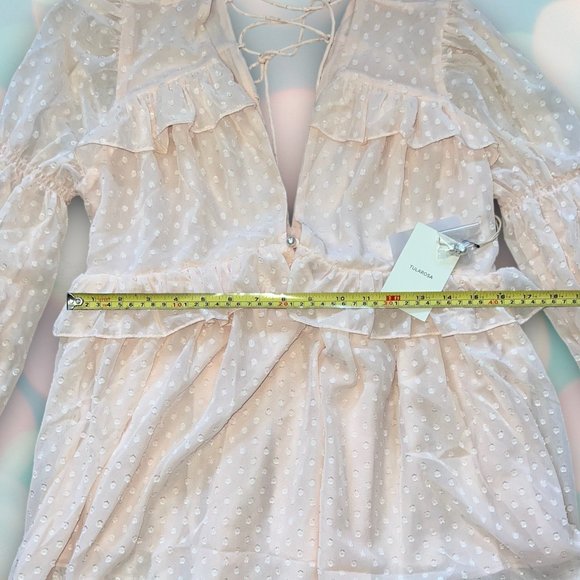 Tularosa Light Pink Cream Women’s Pearl Chiffon Kennedy Tunic Blouse Top S NWT - Picture 3 of 5